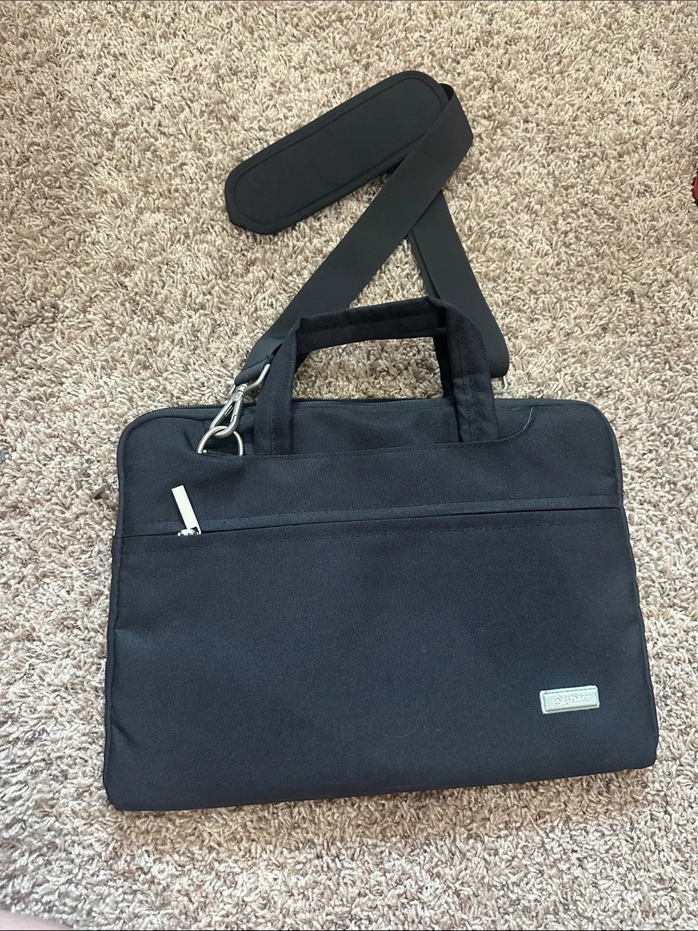 NWOT Black Laptop Messenger Bag with Shoulder Strap